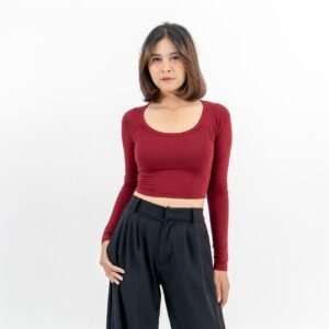 AIJO| Thea Uneck Longsleeve - Atasan Lengan Panjang Wanita Spandex Polos Unik Nyaman Basic Variasi