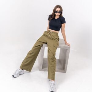 AIJO - (NEW COLLECTION)- Viory Cargo Cullote - Cargo Panjang Wanita Kekinian Fit Twill Waist Kulot   Celana Casual Linen
