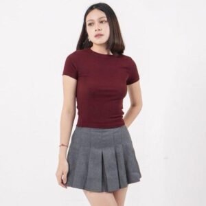 AIJO| Rhea Oneck Top - Atasan Wanita Oneck Panjang Rib Baju Kaos Cewek Polos